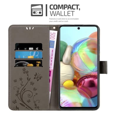 Samsung Galaxy A71 4G lommebokdeksel Blomster (grå)
