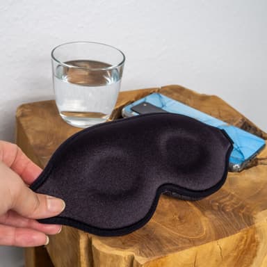 Sovemaske i sort 3D myk lett og sterk blackout