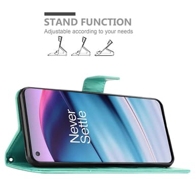 OnePlus Nord CE 5G lommebokdeksel Blomster (turkis)