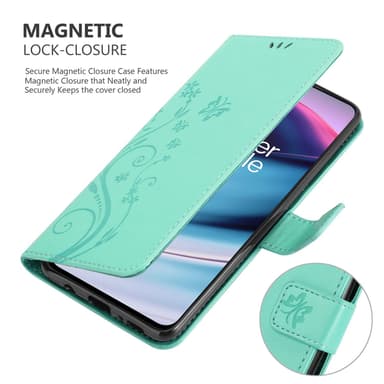 OnePlus Nord CE 5G lommebokdeksel Blomster (turkis)
