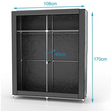 Sammenleggbar Garderobeskap 108x45x170cm (grå)