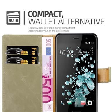 HTC U PLAY lommebokdeksel etui (brun)