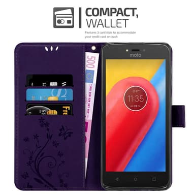 Motorola MOTO C lommebokdeksel Blomster (lilla)