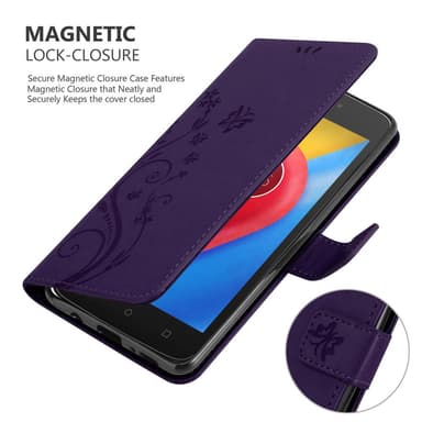 Motorola MOTO C lommebokdeksel Blomster (lilla)