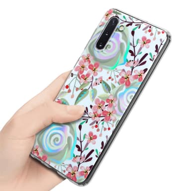 Samsung Galaxy NOTE 10 lommebokdeksel Blomster (hvit)
