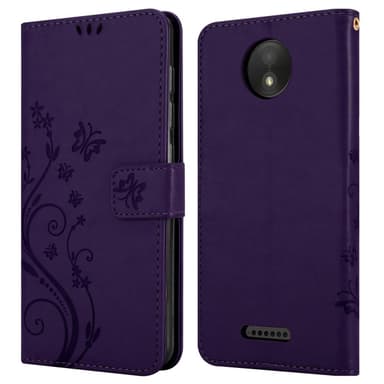 Motorola MOTO C lommebokdeksel Blomster (lilla)