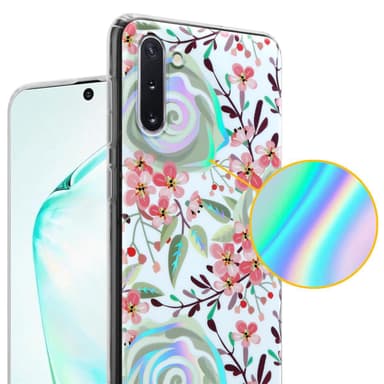 Samsung Galaxy NOTE 10 lommebokdeksel Blomster (hvit)