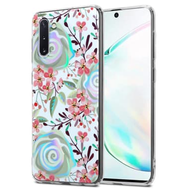 Samsung Galaxy NOTE 10 lommebokdeksel Blomster (hvit)