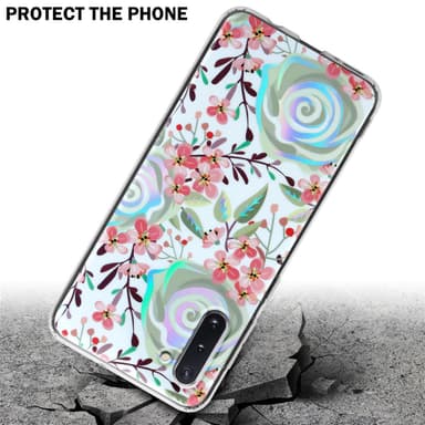 Samsung Galaxy NOTE 10 lommebokdeksel Blomster (hvit)