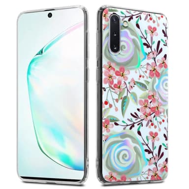 Samsung Galaxy NOTE 10 lommebokdeksel Blomster (hvit)