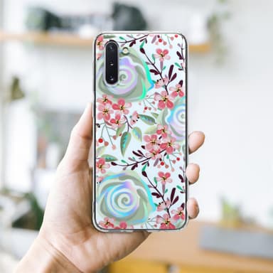 Samsung Galaxy NOTE 10 lommebokdeksel Blomster (hvit)