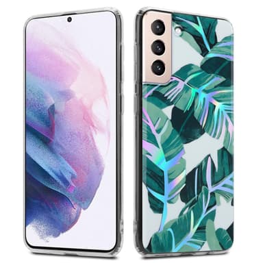 Samsung Galaxy S21 PLUS lommebokdeksel Blomster (hvit)