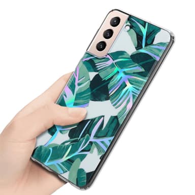 Samsung Galaxy S21 PLUS lommebokdeksel Blomster (hvit)