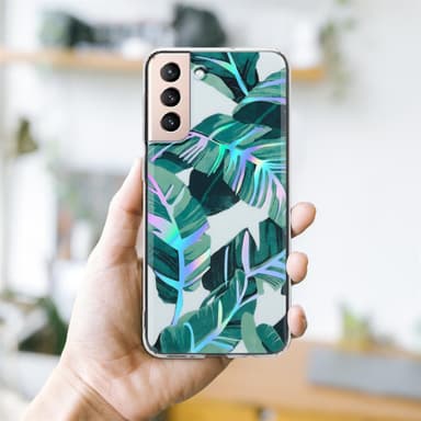 Samsung Galaxy S21 PLUS lommebokdeksel Blomster (hvit)
