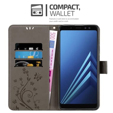 Samsung Galaxy A8 2018 lommebokdeksel Blomster (grå)