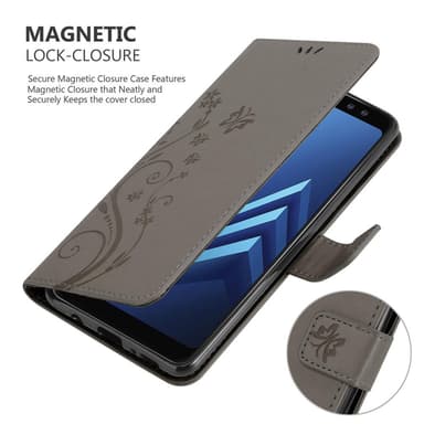 Samsung Galaxy A8 2018 lommebokdeksel Blomster (grå)