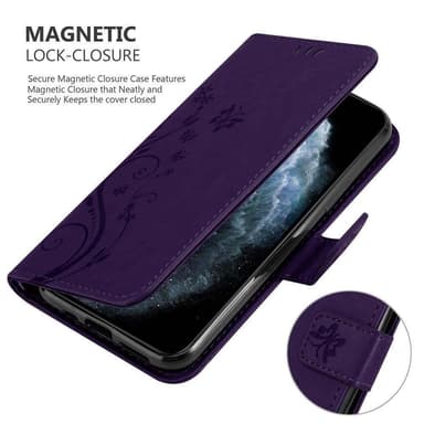 iPhone 11 PRO MAX lommebokdeksel Blomster (lilla)