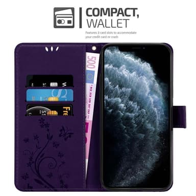 iPhone 11 PRO MAX lommebokdeksel Blomster (lilla)