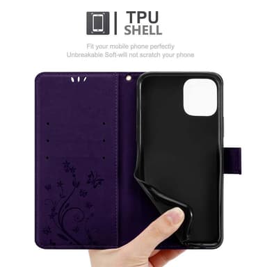 iPhone 11 PRO MAX lommebokdeksel Blomster (lilla)