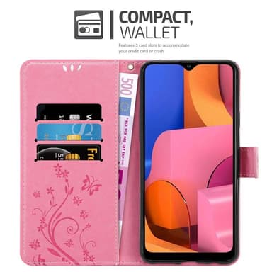 Samsung Galaxy A20s lommebokdeksel Blomster (rosa)