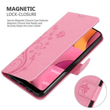 Samsung Galaxy A20s lommebokdeksel Blomster (rosa)