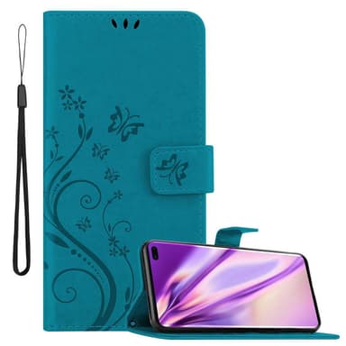 Samsung Galaxy S10 PLUS lommebokdeksel Blomster (blå)