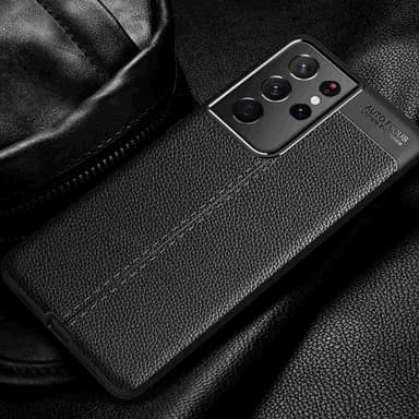 Samsung Galaxy S21 ULTRA Deksel Kunstskinn (svart)