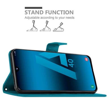 Samsung Galaxy A40 lommebokdeksel Blomster (blå)