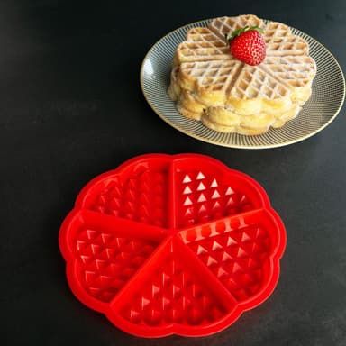 2x Silikon Vaffelformer Bakeformer (røde)