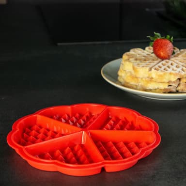 2x Silikon Vaffelformer Bakeformer (røde)