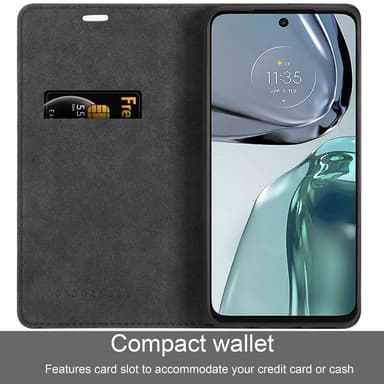 Motorola MOTO G62 5G lommebokdeksel case (svart)