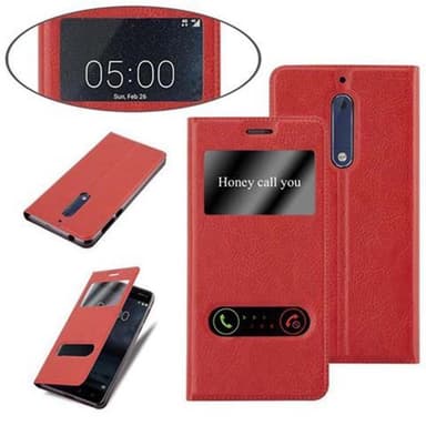 Nokia 5 2017 lommebokdeksel cover (rød)