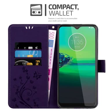 Motorola MOTO G8 lommebokdeksel Blomster (lilla)