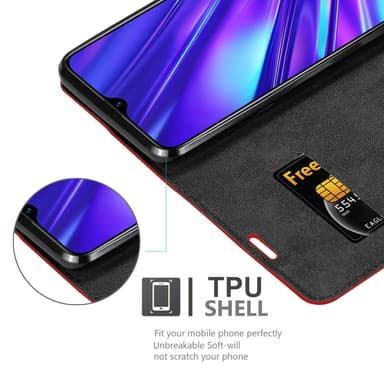 Realme 5 / 5i / 6i / C3 lommebokdeksel case (rød)