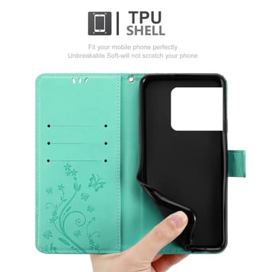 OnePlus 10 PRO 5G lommebokdeksel Blomster (turkis)
