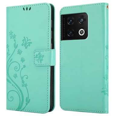 OnePlus 10 PRO 5G lommebokdeksel Blomster (turkis)