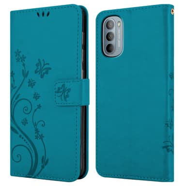 Motorola MOTO G31 / G41 lommebokdeksel Blomster (blå)