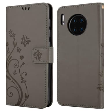 Huawei MATE 30 PRO lommebokdeksel Blomster (grå)