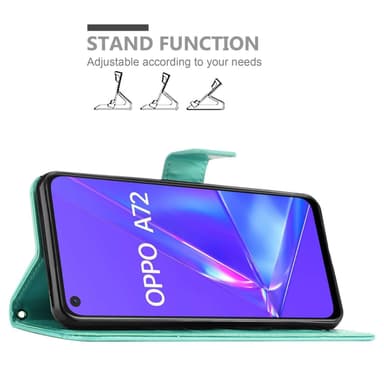 Oppo A72 lommebokdeksel Blomster (Turkis)