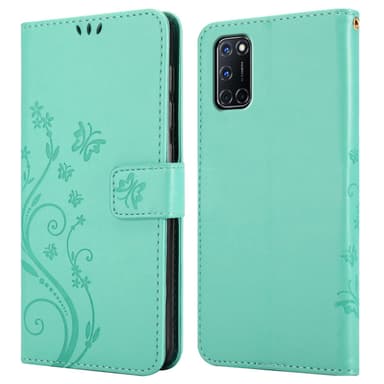 Oppo A72 lommebokdeksel Blomster (Turkis)