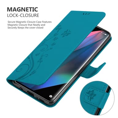 Oppo FIND X3 PRO lommebokdeksel Blomster (blå)