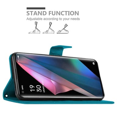 Oppo FIND X3 PRO lommebokdeksel Blomster (blå)