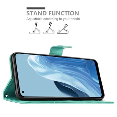 Realme 7 5G lommebokdeksel Blomster (turkis)