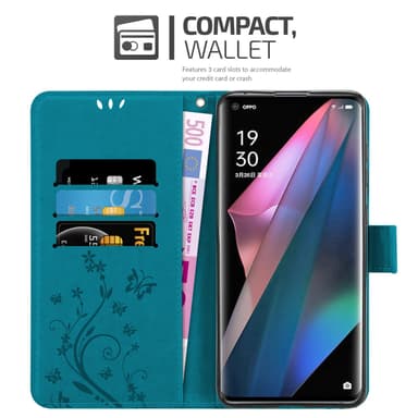 Oppo FIND X3 PRO lommebokdeksel Blomster (blå)