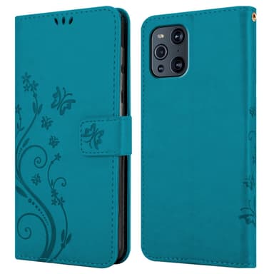 Oppo FIND X3 PRO lommebokdeksel Blomster (blå)