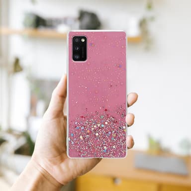 Samsung Galaxy A41 Silikondeksel Glitter (rosa)
