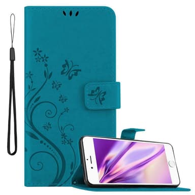iPhone 6 PLUS / 6S PLUS lommebokdeksel Blomster (blå)