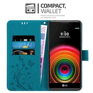 LG X POWER lommebokdeksel Blomster (blå)