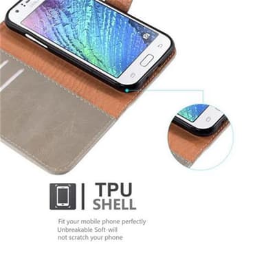 Samsung Galaxy J1 2015 lommebokdeksel etui (brun)