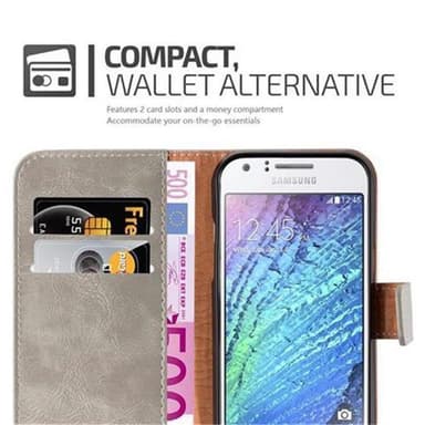 Samsung Galaxy J1 2015 lommebokdeksel etui (brun)